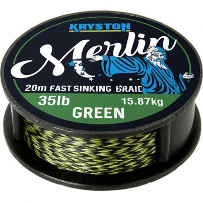 Kryston Merlin Fast Sinking Braid zelený 15lb 20m